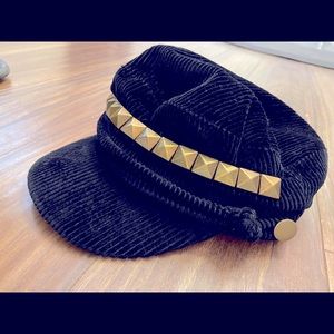 Vintage Corduroy Black / Bronze Studded Hat